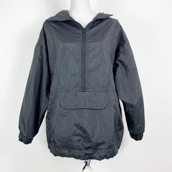 Vintage Windbreaker Size Medium Black Active Ingredient Pullover Cinch Waist - Picture 1 of 4